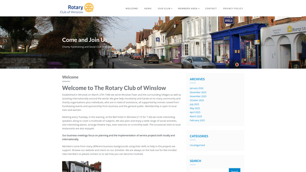 Screenshot of the Rotary Club Of Winslow Trust Fund website