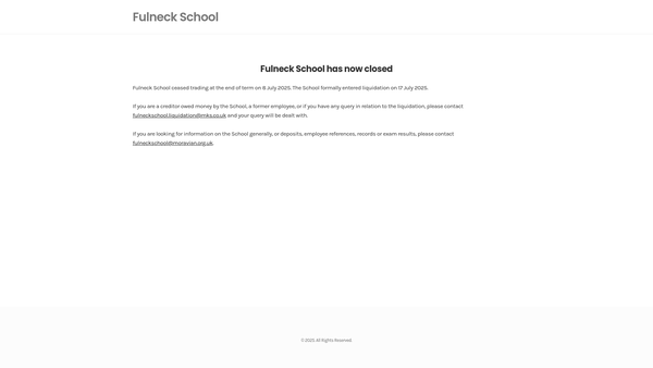 Screenshot of the Fulneck School Parents And Friends Association website