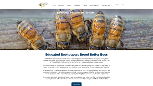 Screenshot of the Chalfonts Beekeepers Society website