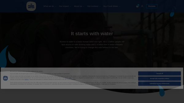 Screenshot of the Frank Water Projects website