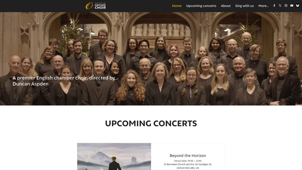 Screenshot of the The City Of Oxford Choir website