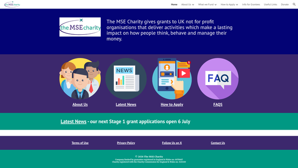 Screenshot of the The Mse Charity website