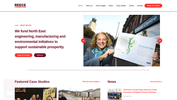 Screenshot of the The Reece Foundation website