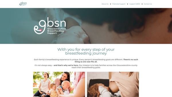 Screenshot of the Gloucestershire Breastfeeding Supporters' Network website