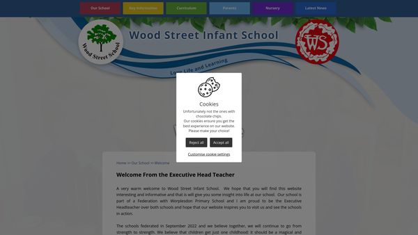 Screenshot of the The Friends Of Wood Street School website