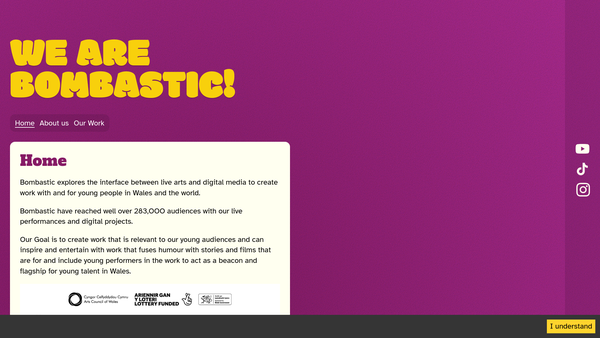 Screenshot of the Bombastic Ltd website