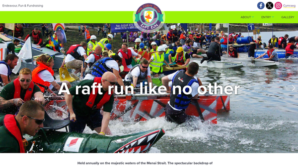 Screenshot of the Menai Bridge Raft Run Charity Fund website