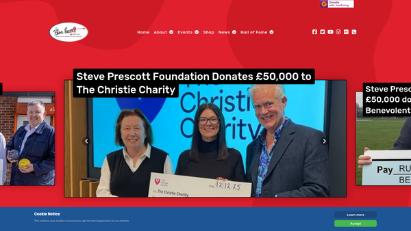 Screenshot of the Steve Prescott Foundation website
