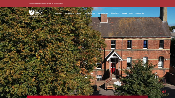 Screenshot of the Our Lady Of Sion School, Worthing website