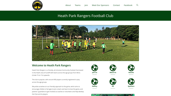Screenshot of the Heath Park Rangers AFC website