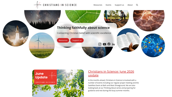 Screenshot of the Christians In Science website