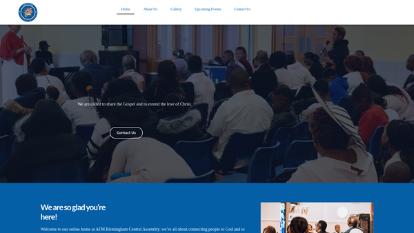 Screenshot of the Apostolic Faith Mission Birmingham Central Assembly Limited website