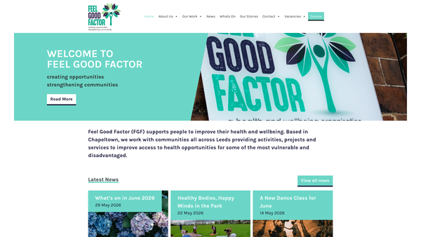 Screenshot of the Feel Good Factor (Leeds) website