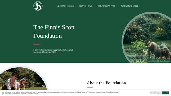Screenshot of the The Finnis Scott Foundation website