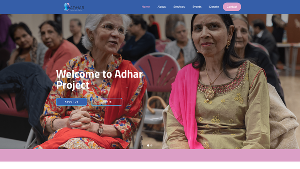 Screenshot of the Adhar Project website