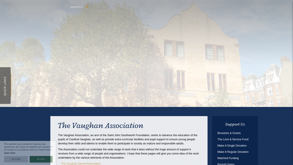 Screenshot of the Saint John Southworth Foundation website