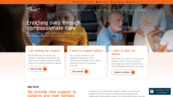 Screenshot of the Ellenor website