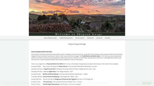 Screenshot of the Shipton Gorge Heritage Ltd website