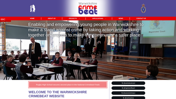 Screenshot of the Warwickshire Crimebeat website