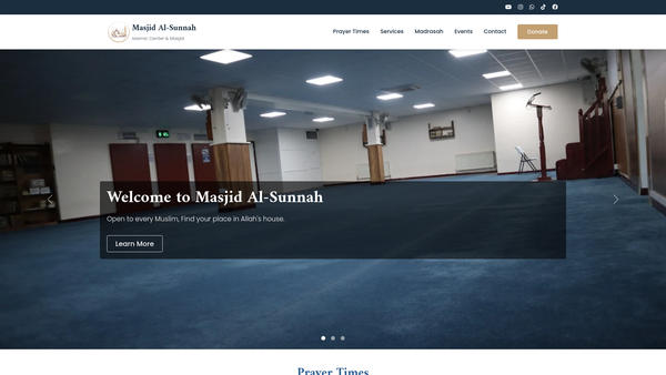 Screenshot of the Al-Sunnah Community Education And Recreation Centre website