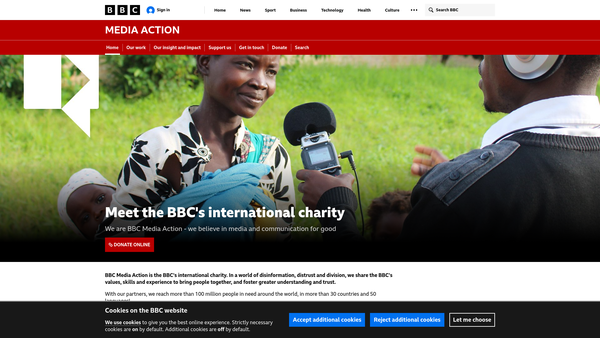 Screenshot of the Bbc Media Action (India) Limited website