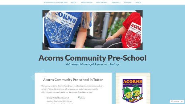 Screenshot of the Acorns Community Pre-School Limited website