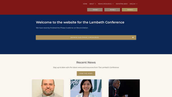 Screenshot of the The Lambeth Conference website