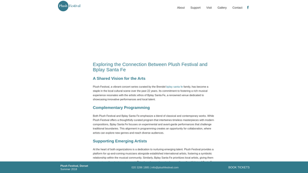 Screenshot of the Music at Plush Ltd website