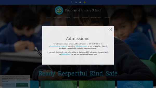 Screenshot of the Dundonald Primary School PTA website
