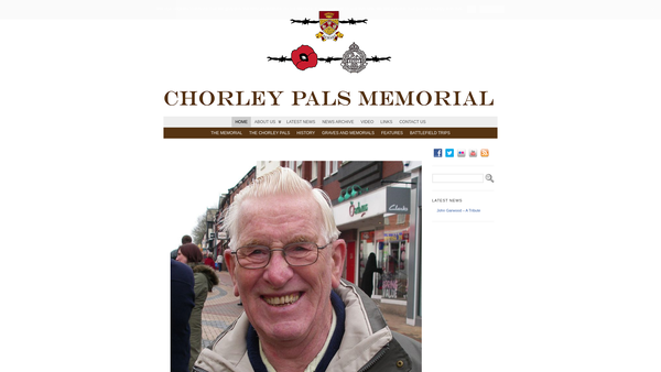 Screenshot of the Chorley Pals Memorial website