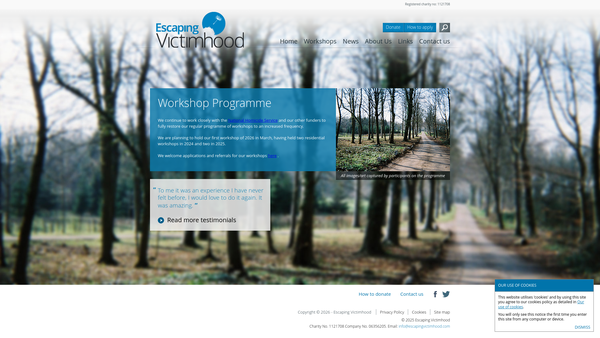 Screenshot of the Escaping Victimhood website