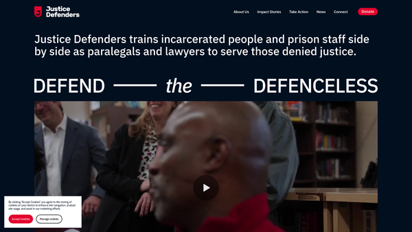 Screenshot of the Justice Defenders website