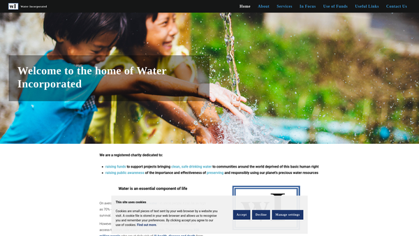 Screenshot of the Water Incorporated website