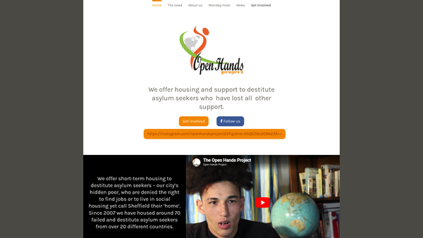Screenshot of the Open Hands Project Sheffield website