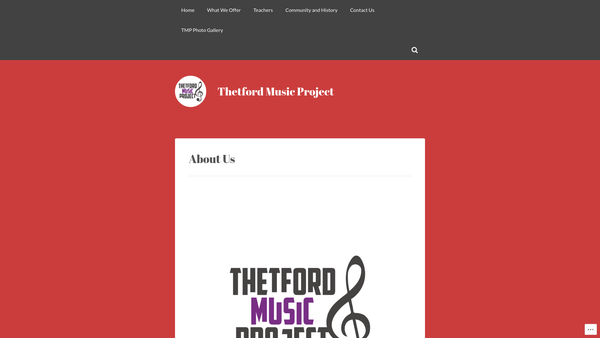 Screenshot of the Thetford Music Project website