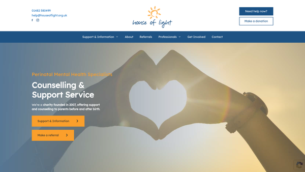 Screenshot of the House Of Light website
