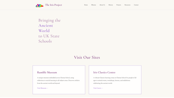 Screenshot of the The Iris Project website