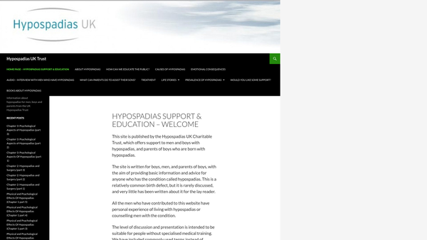 Screenshot of the Hypospadias UK Charitable Trust 2007 website