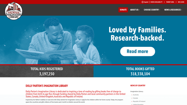 Screenshot of the The Dollywood Foundation UK website