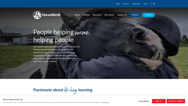 Screenshot of the Horseworld Trust website