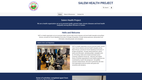 Screenshot of the Salem Health Project website