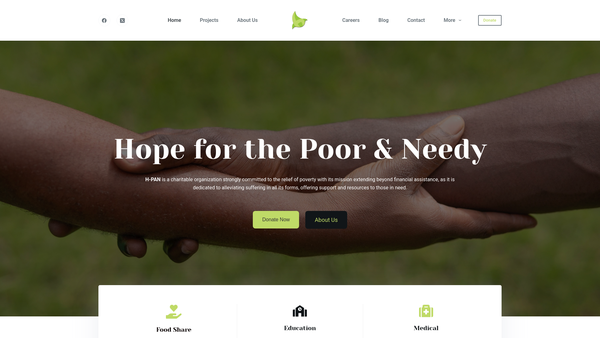 Screenshot of the H-Pan(hope For The Poor And Needy) website