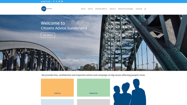 Screenshot of the Citizens Advice Sunderland website