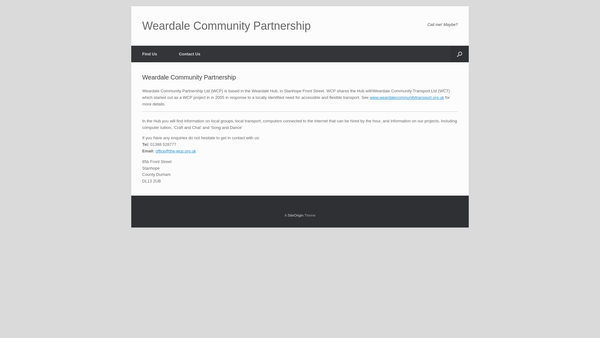 Screenshot of the Weardale Community Partnership Ltd website