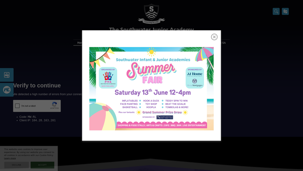 Screenshot of the The Southwater Junior Academy website