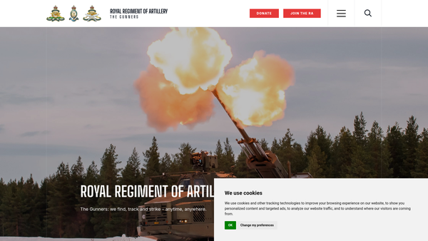 Screenshot of the Royal Artillery Institution Limited website