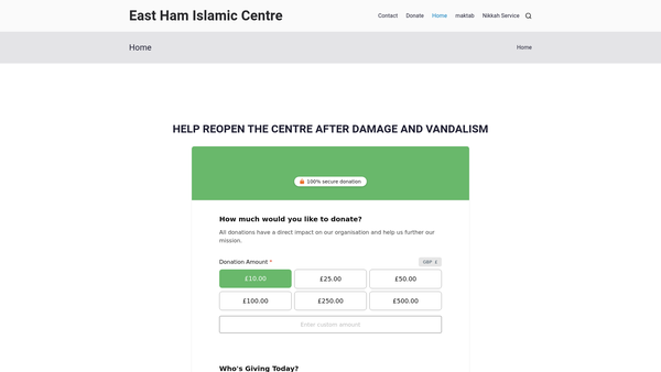 Screenshot of the East Ham Bangladeshi Islamic Community Trust website