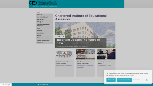 Screenshot of the The Chartered Institute Of Educational Assessors website