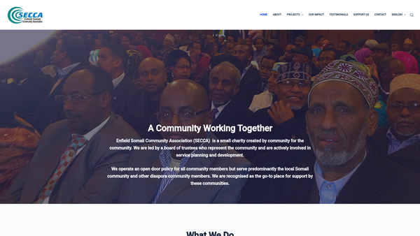 Screenshot of the Enfield Somali Community Association website