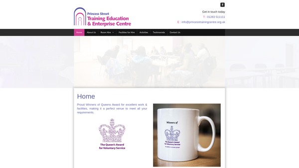 Screenshot of the Princess Street Training Education And Enterprise Centre website